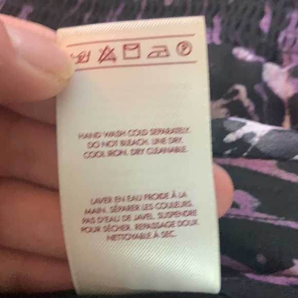 JM collection Petite Black/Purple Floral Print Semi Shear Blouse Size 8P - Picture 12 of 14